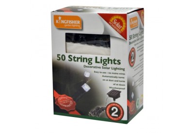 Kingfisher Decorative Solar String Lights x 50 (bright white LEDs)